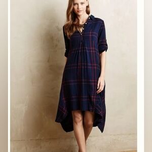 Anthropologie Navy and Red High Low Dress